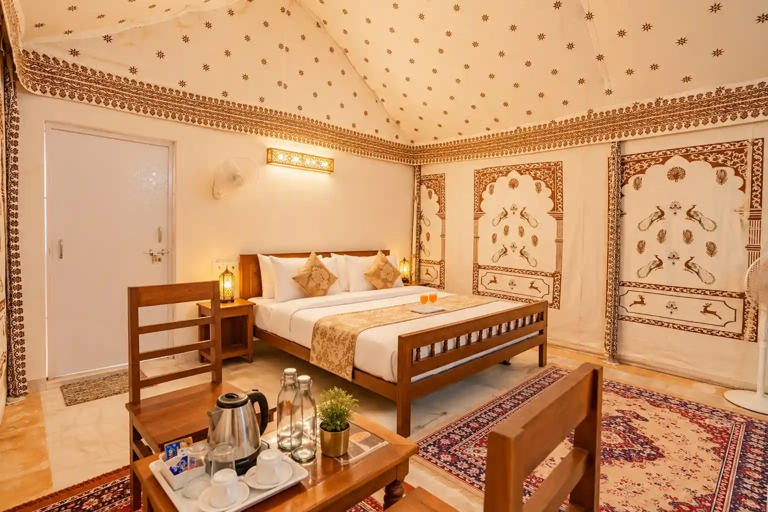 Royal Swiss Luxury Tent bed and seating area