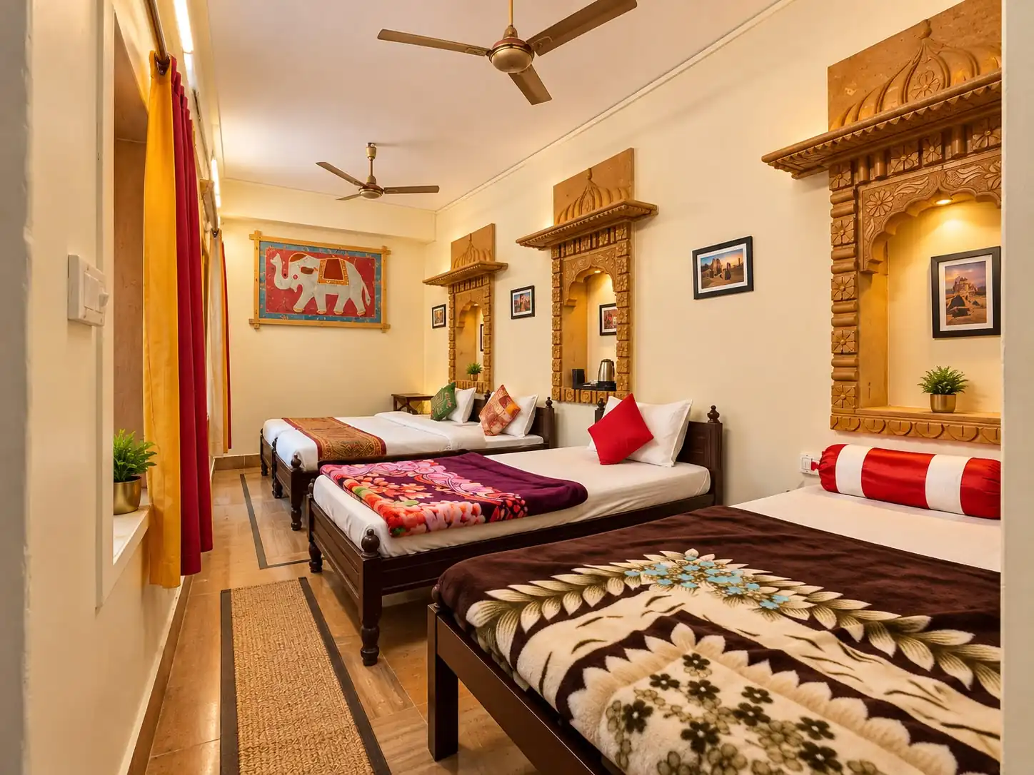 Family Deluxe Room with multiple beds at Heritage Haveli Jaisalmer