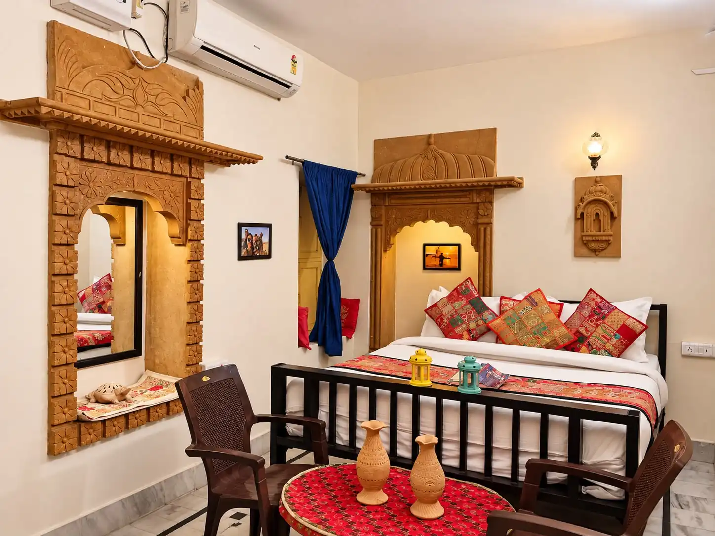 Standard Room at Heritage Haveli Jaisalmer with traditional Rajasthani carved decor